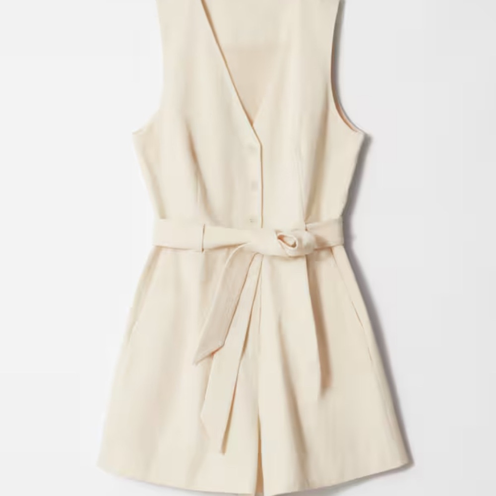 Antonio Melani Cream Romper with Tie Belt